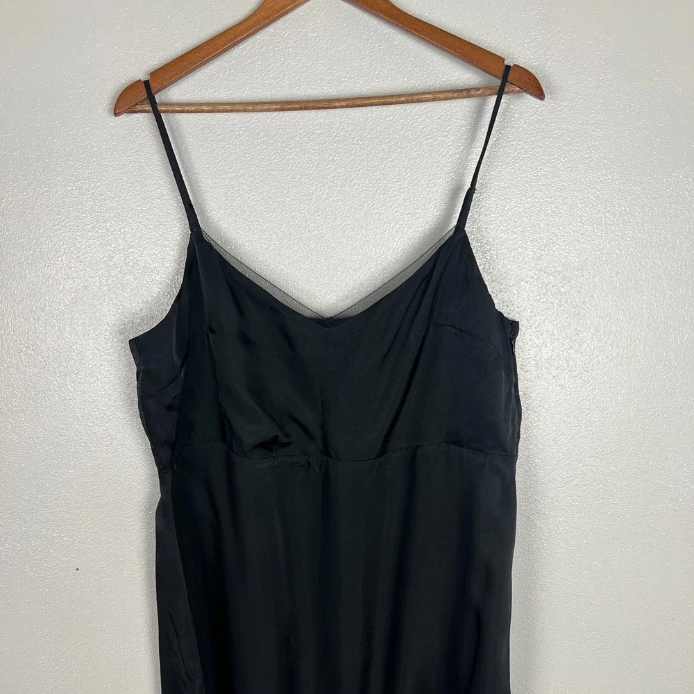 J Crew Collection Natasha Slip Dress 16 Black Whimsigoth Satin Romantic Feminine